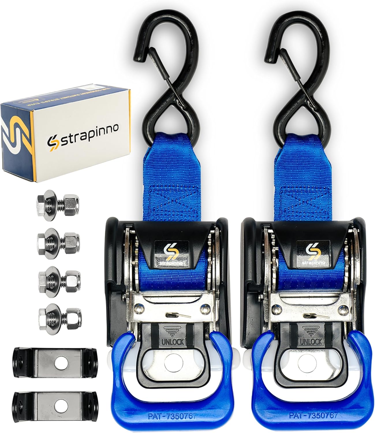 Retractable Ratchet Straps for Boat Trailers - 2PCS Set