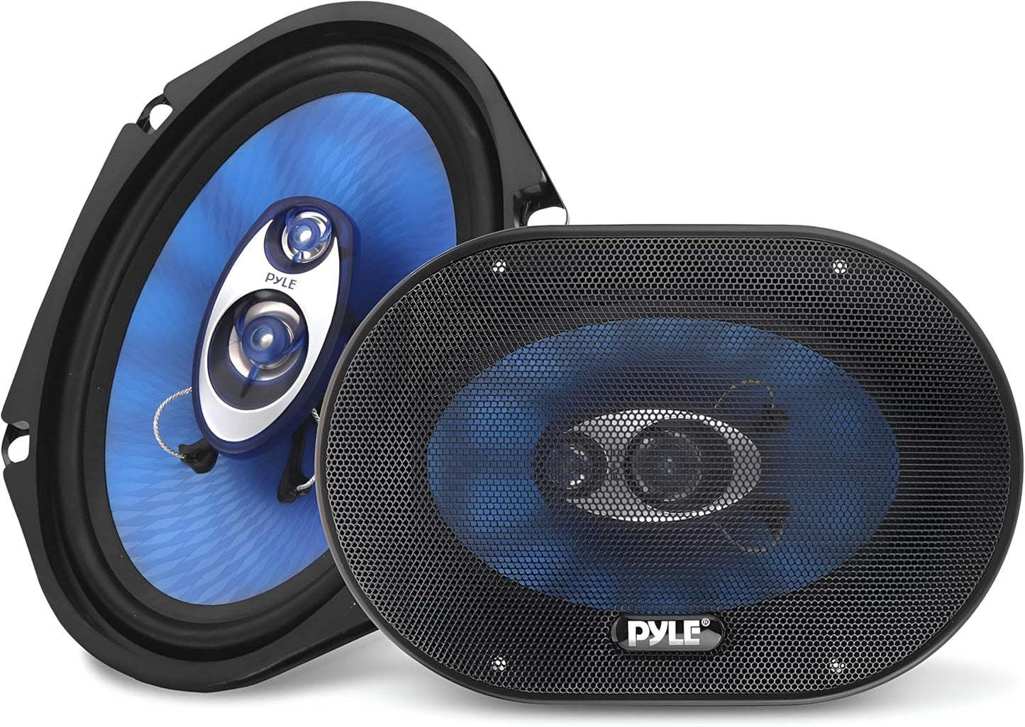 Pyle 6 x 8 Car Sound Speaker Pair with Blue Poly Cone Design