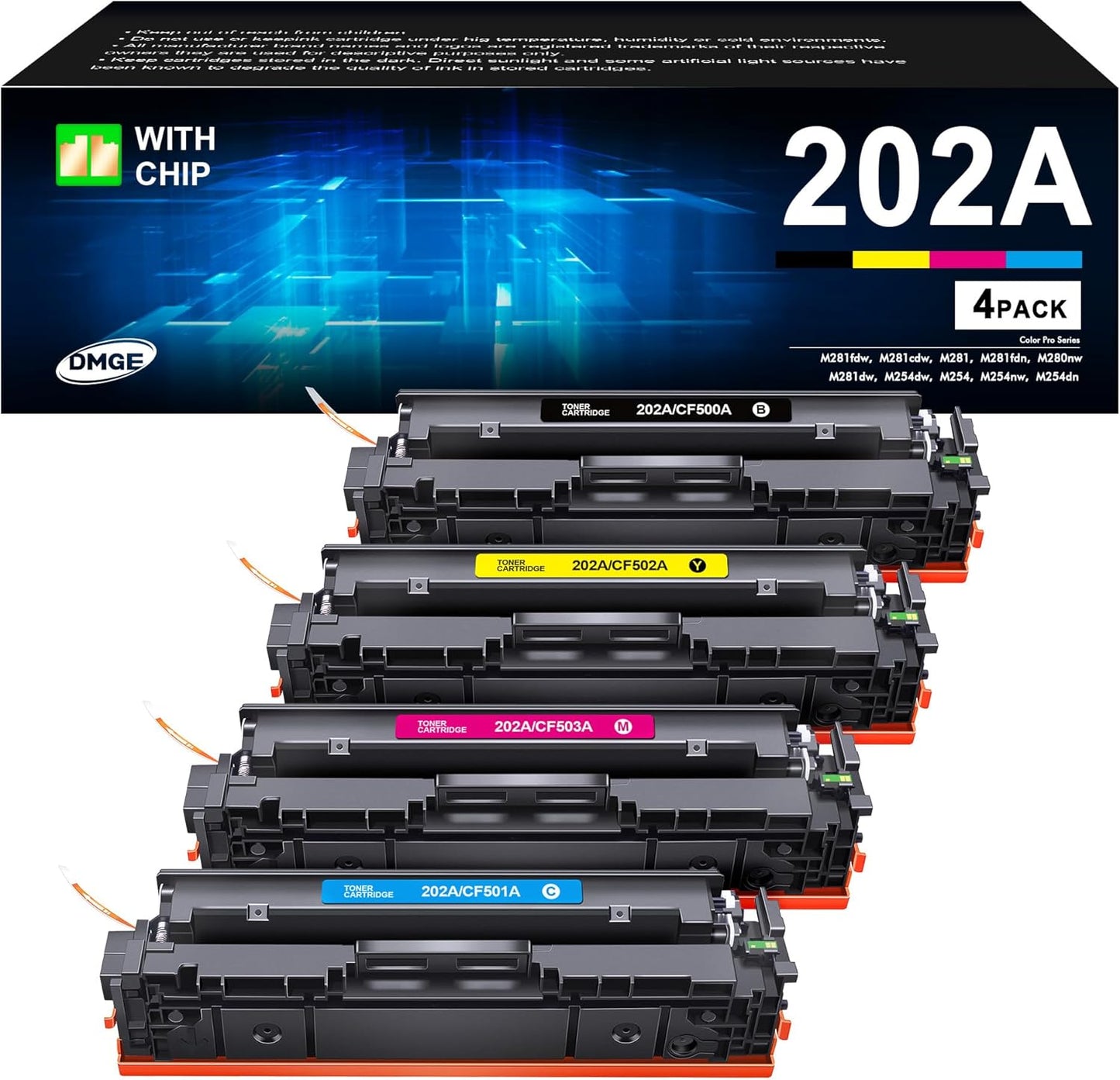 202A Toner Cartridges 4 Pack for HP Color LaserJet Pro Printers