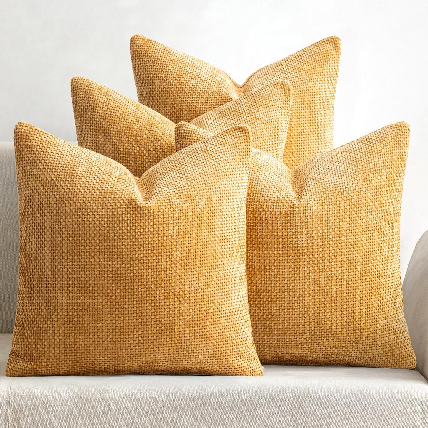MIULEE Pack of 4 Decorative Chenille Pillow Covers for Home