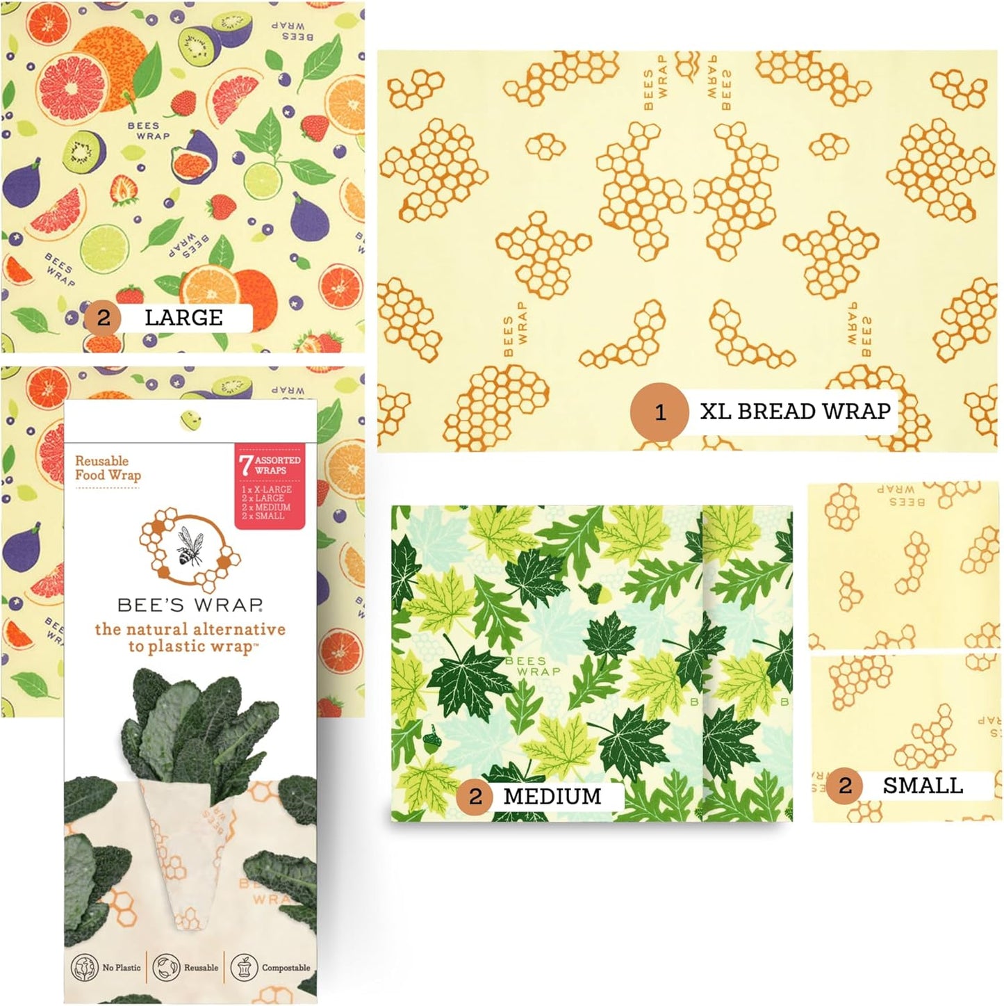 Bee's Wrap Beeswax Wraps for Food - Eco-Friendly Kitchen Solution