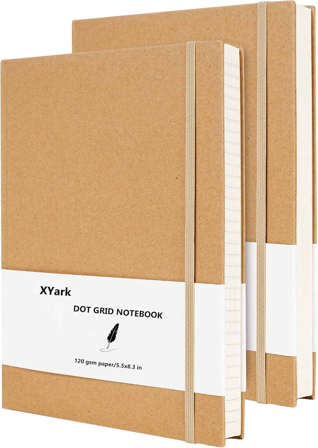 XYark A5 Dot Grid Kraft Journals - 120GSM, 102 Sheets, 2 Pack