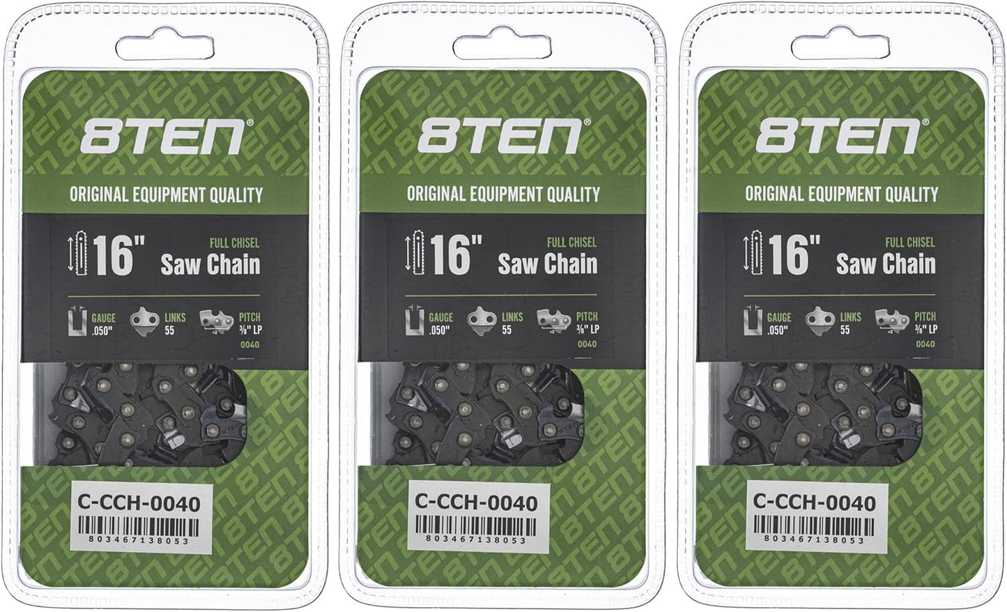 8TEN Full Chisel Chainsaw Chain 16 Inch for Stihl and Poulan