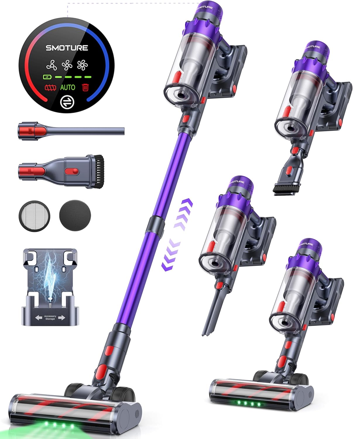 SMOTURE 550W Cordless Vacuum - 60 Mins Runtime
