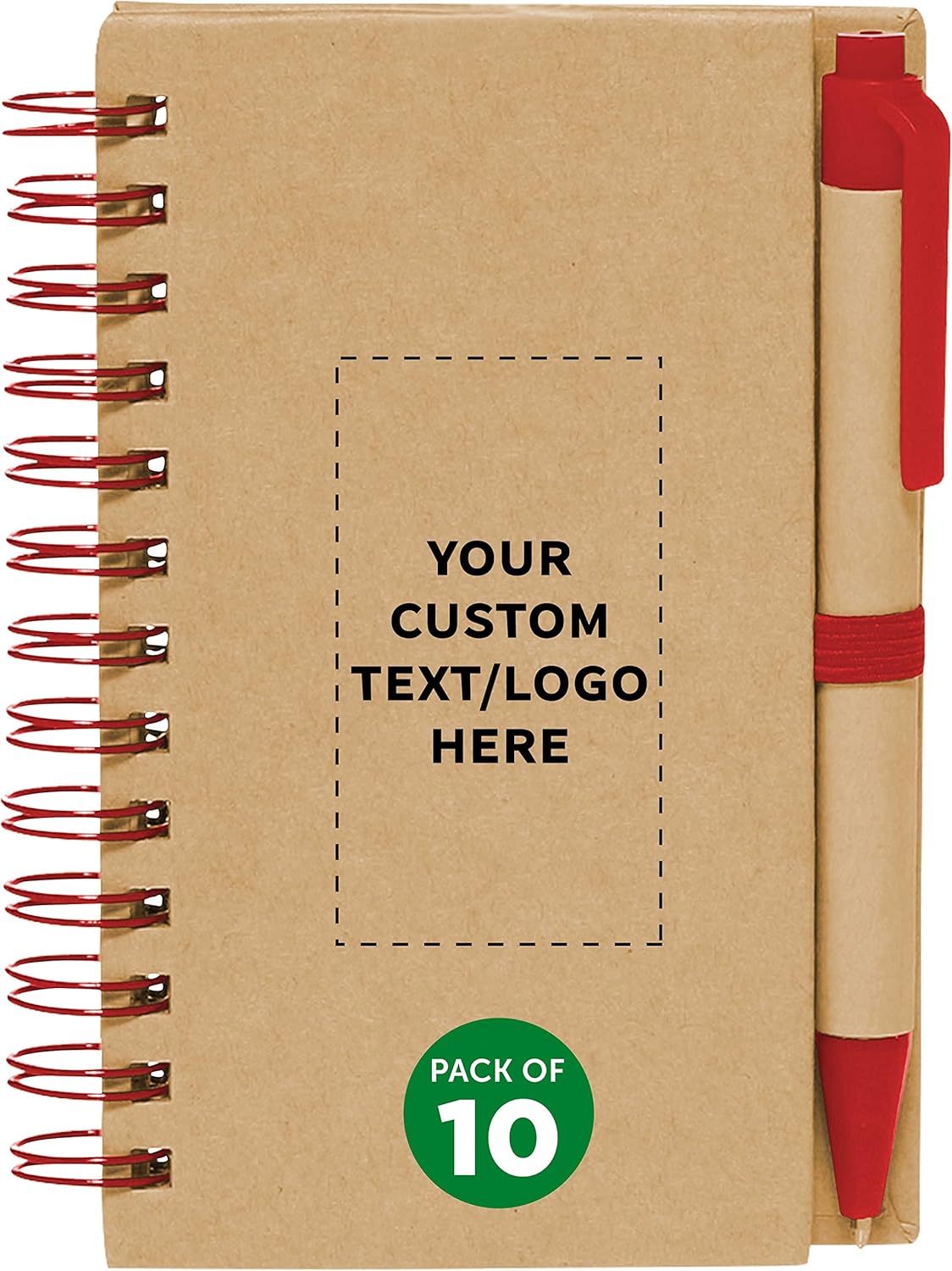 Custom Mini Spiral Notebooks with Black Ink Pens Set of 10
