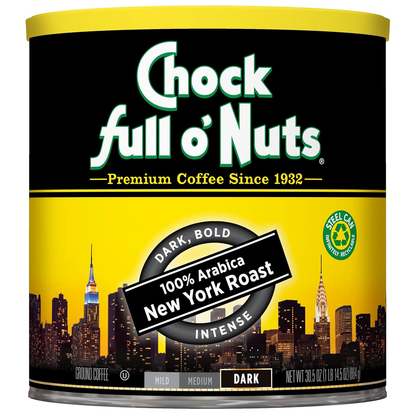 Chock Full o'Nuts New York Roast Ground Coffee - Bold & Intense Flavor