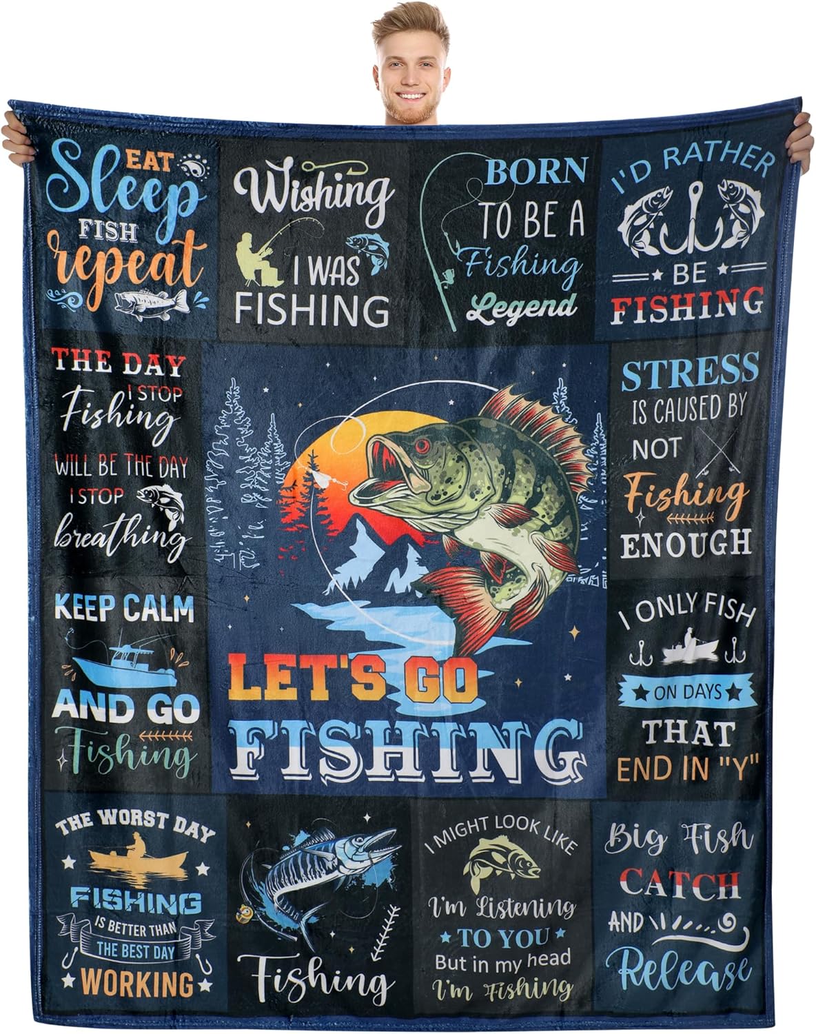 Fishing Lover's Dream Throw Blanket for Dad & Grandpa - 60x50