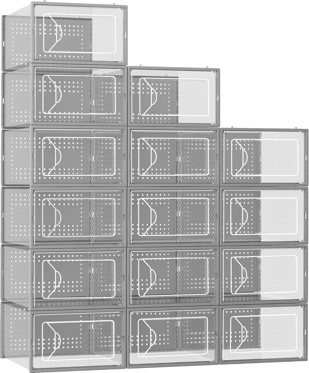Shoe Storage Box 15 Pack Clear Plastic Stackable Organizer Bins