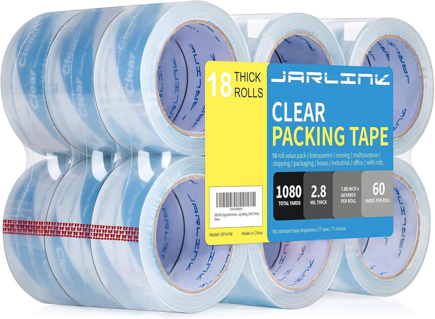 JARLINK Clearer Packing Tape 18 Rolls for Heavy Duty Sealing