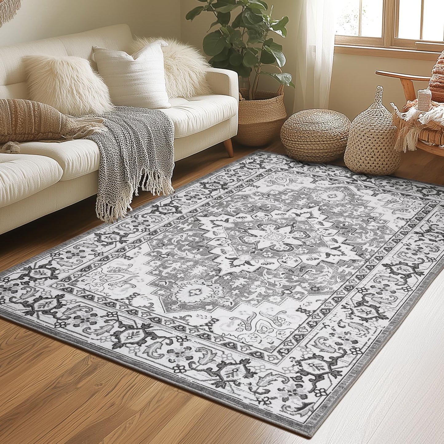 3 x 5 Area Rugs for Living Room - Vintage Floral Design