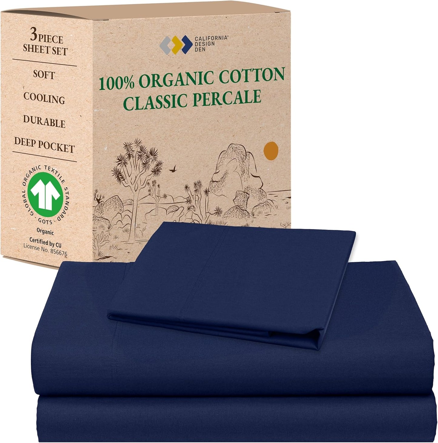 California Design Den Twin Bed Sheet Set - Soft Organic Cotton