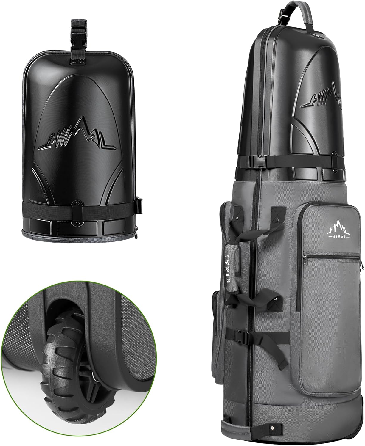 Golf Travel Bag with Hard Case Top for Safe Club Transport