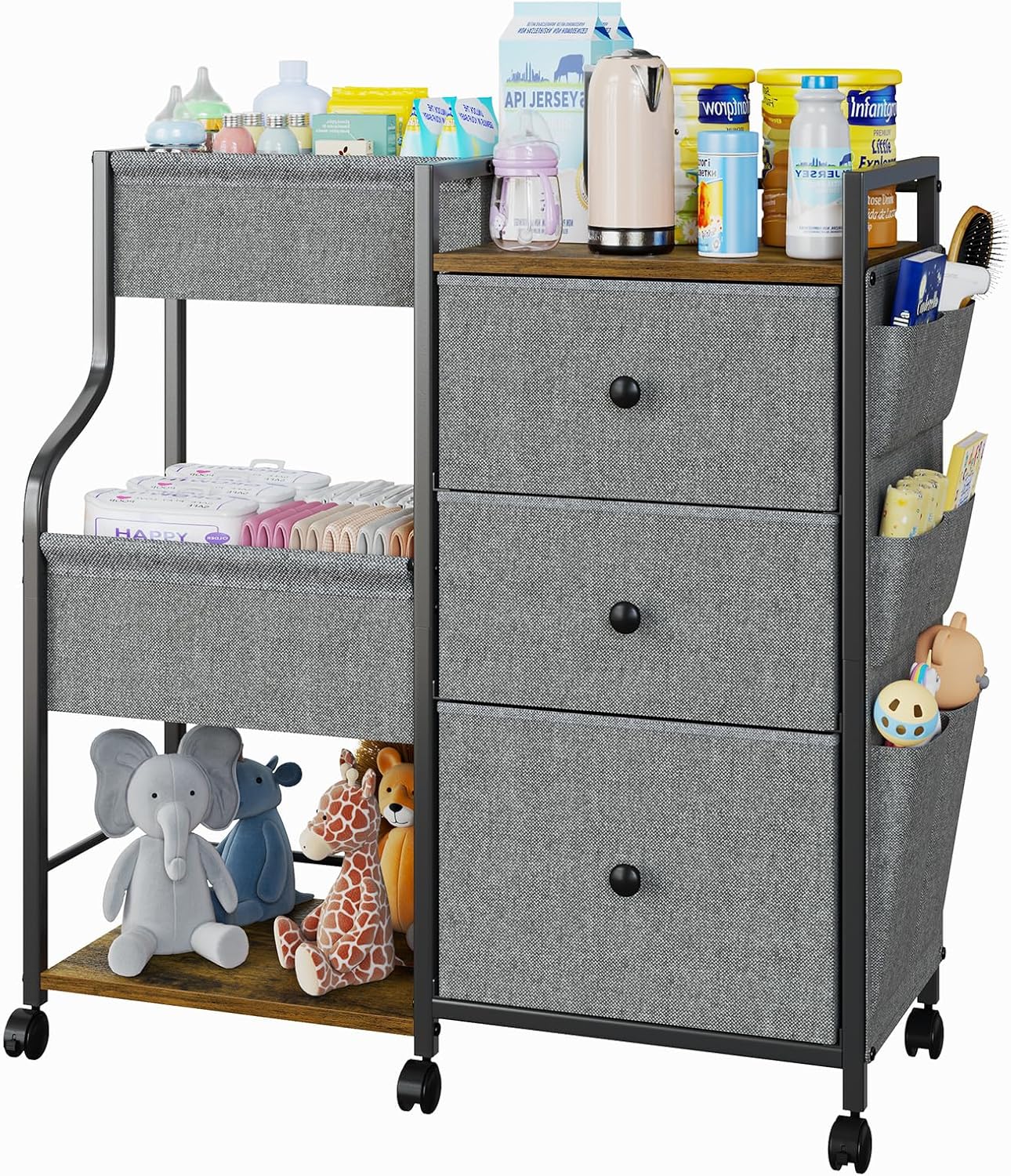 Baby Diaper Caddy - 3 Tier Organizer Cart for Newborn Essentials