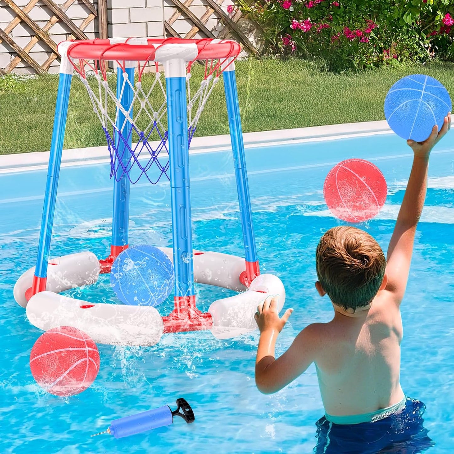 Pool Basketball Hoop with 4 Balls for Fun Summer Games