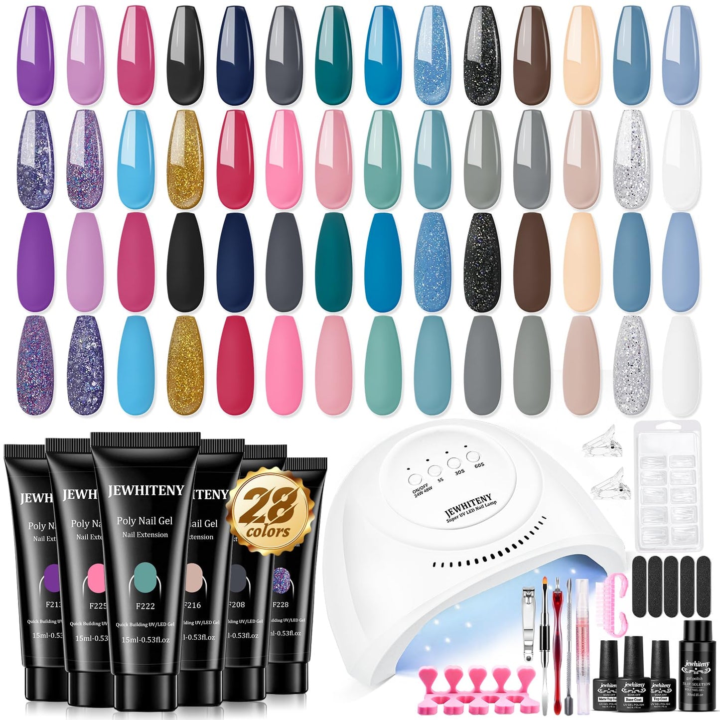 28 Colors Poly Nail Gel Kit for Beginners with Quick-Dry Formula