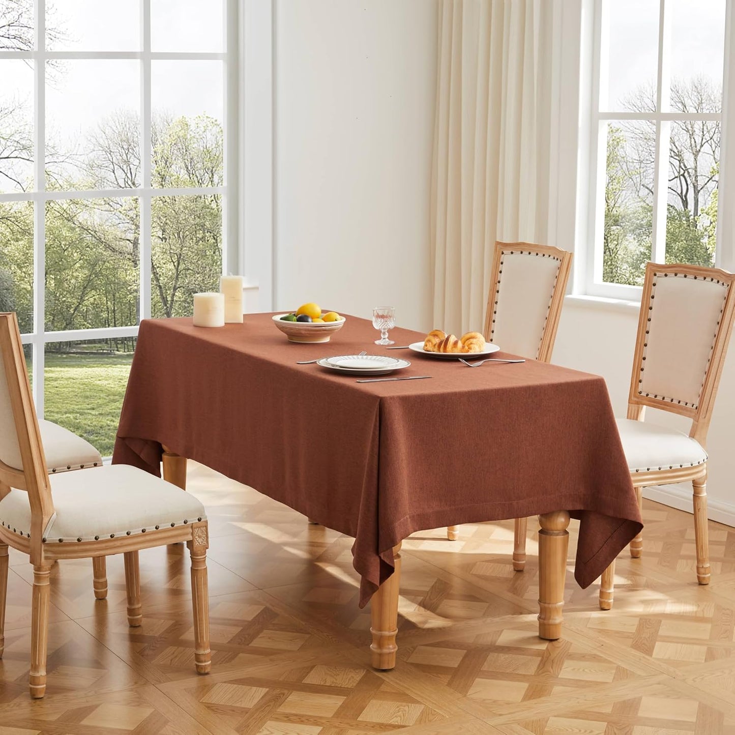 ZeeMart Basic Linen Textured Table Cloth for Elegant Dining