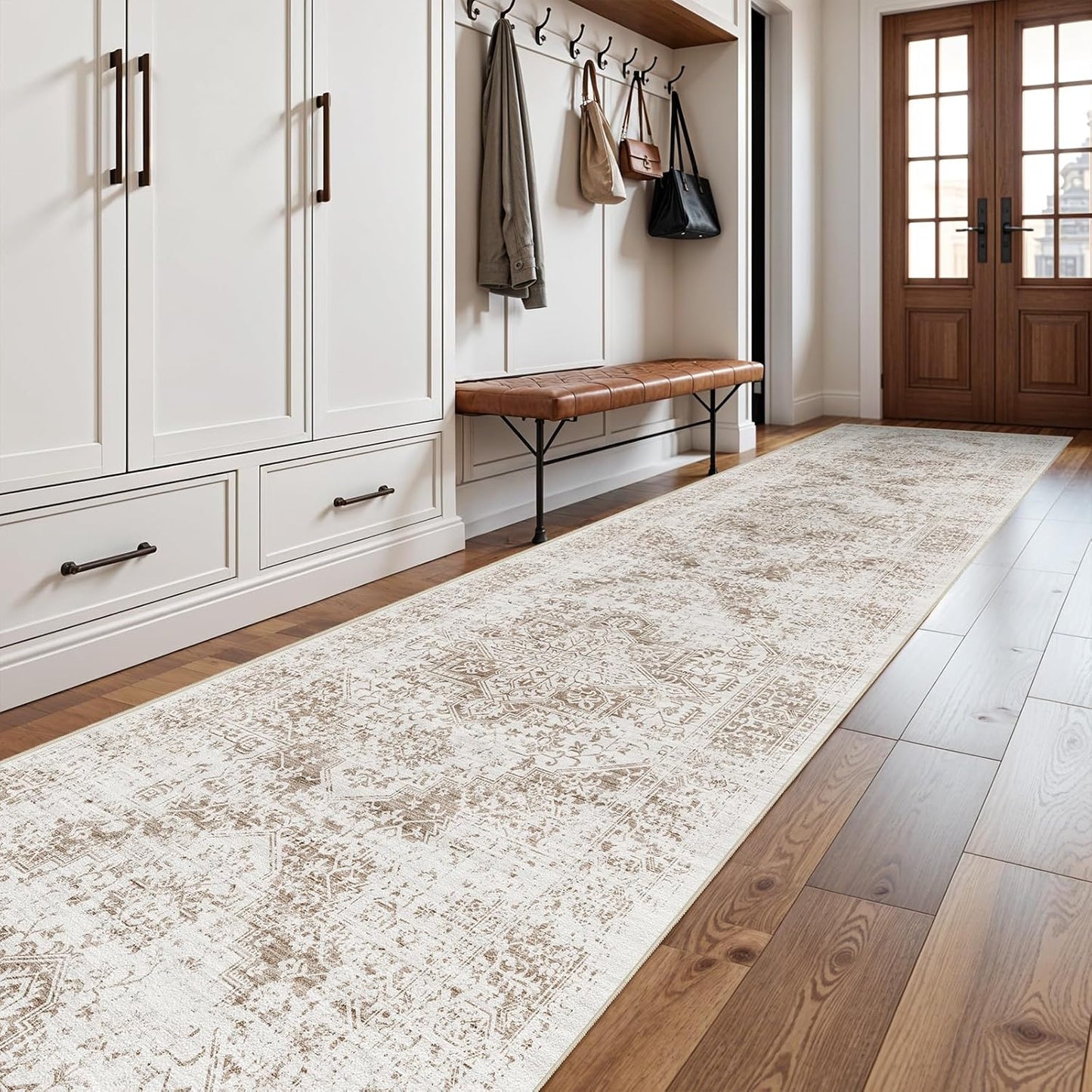 3x16 Hallway Washable Runner Rug: Vintage Non-Slip Floor Mat
