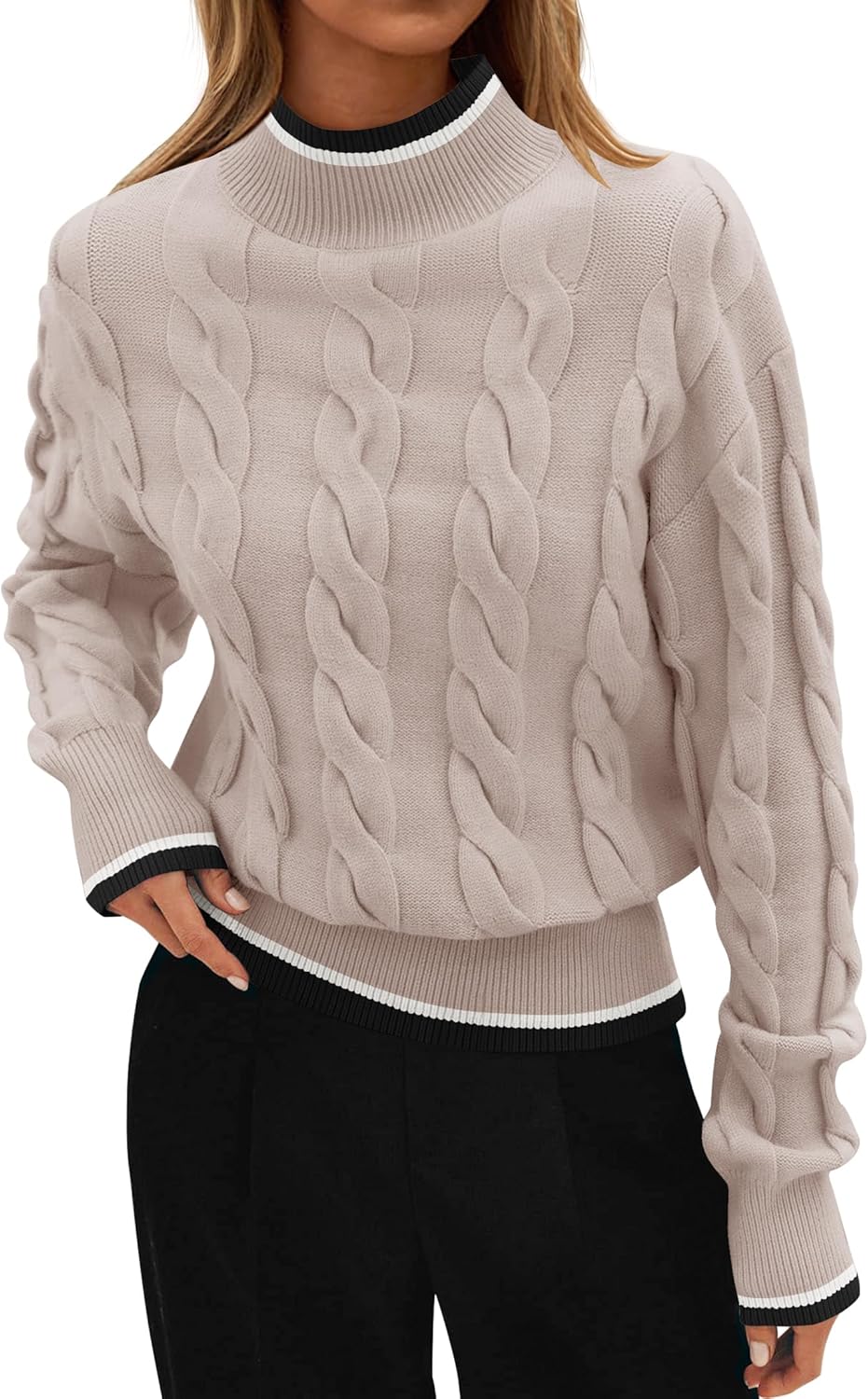 ZESICA Women's Casual Long Sleeve Mock Neck Sweater for Fall