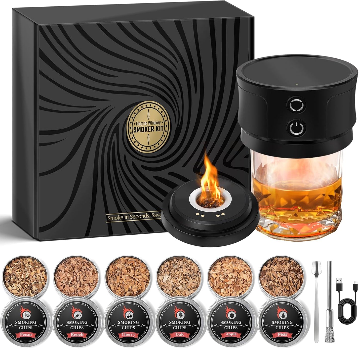 Electric Whiskey Smoker Kit with Lights for Cocktail Lovers