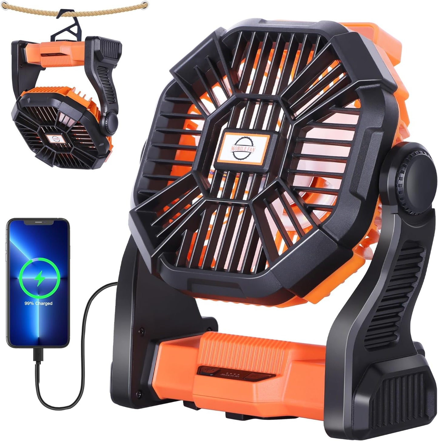 Portable 270 Rotating Fan - USB Rechargeable