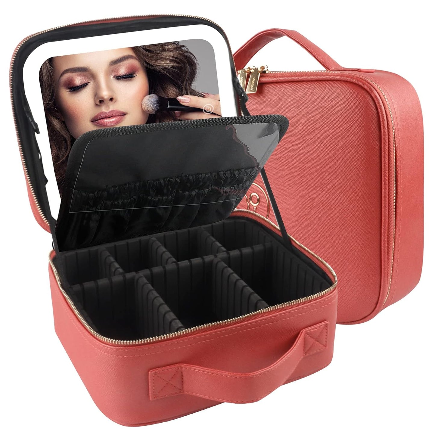 MOMIRA Travel Makeup Bag with Lighted Mirror for Women