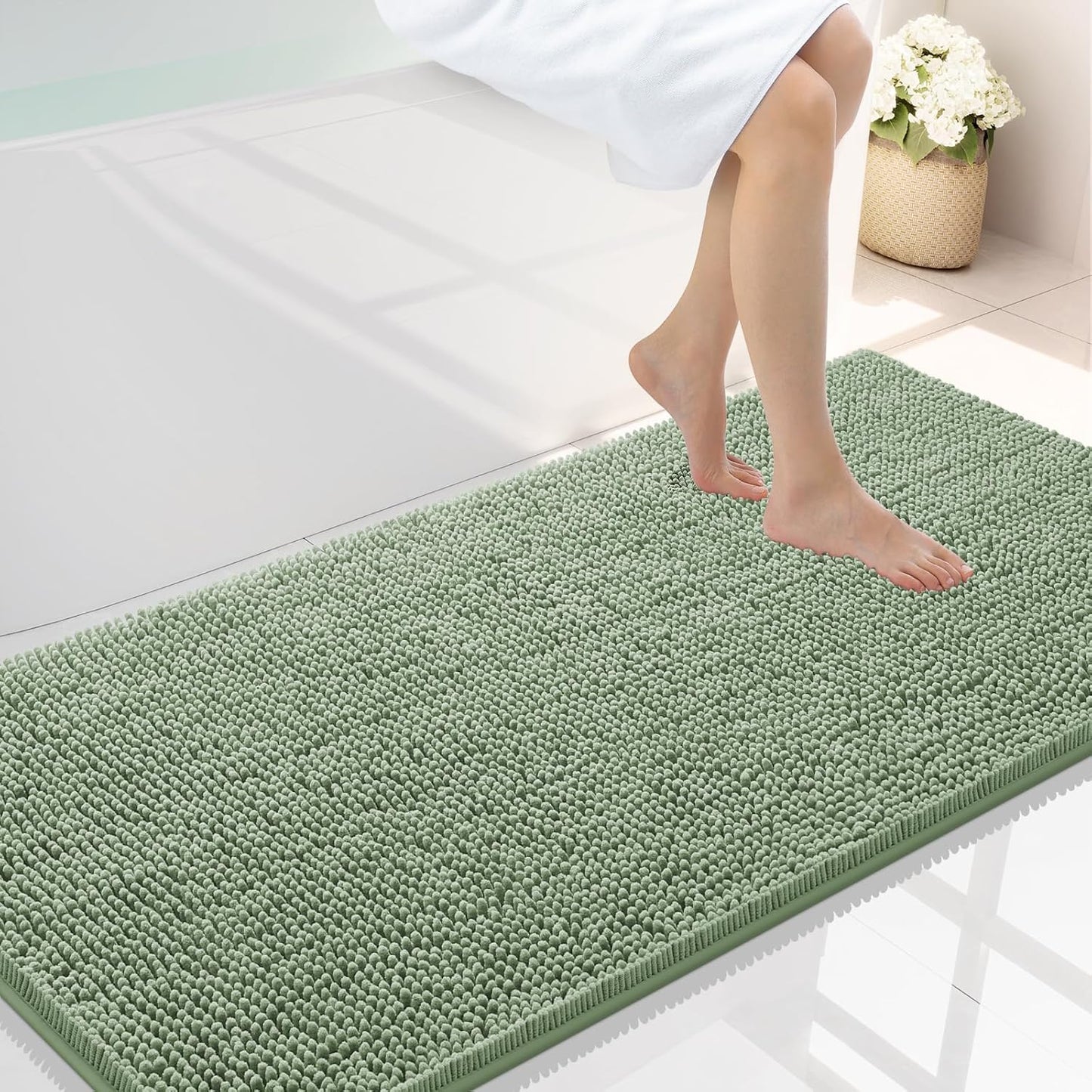 Smiry Luxury Chenille Bathroom Rugs - Soft, Absorbent & Non-Slip
