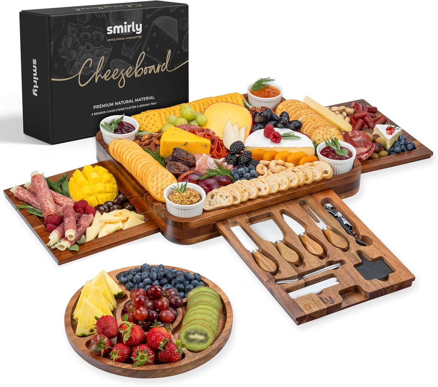 Large Acacia Cheese Board Set for Perfect Entertaining Events