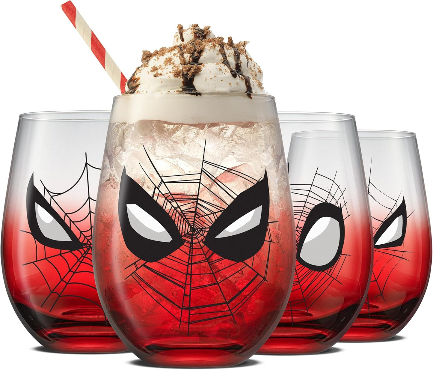 JoyJolt Spider-Man Spidey-Sense Stemless Glasses Set of 4