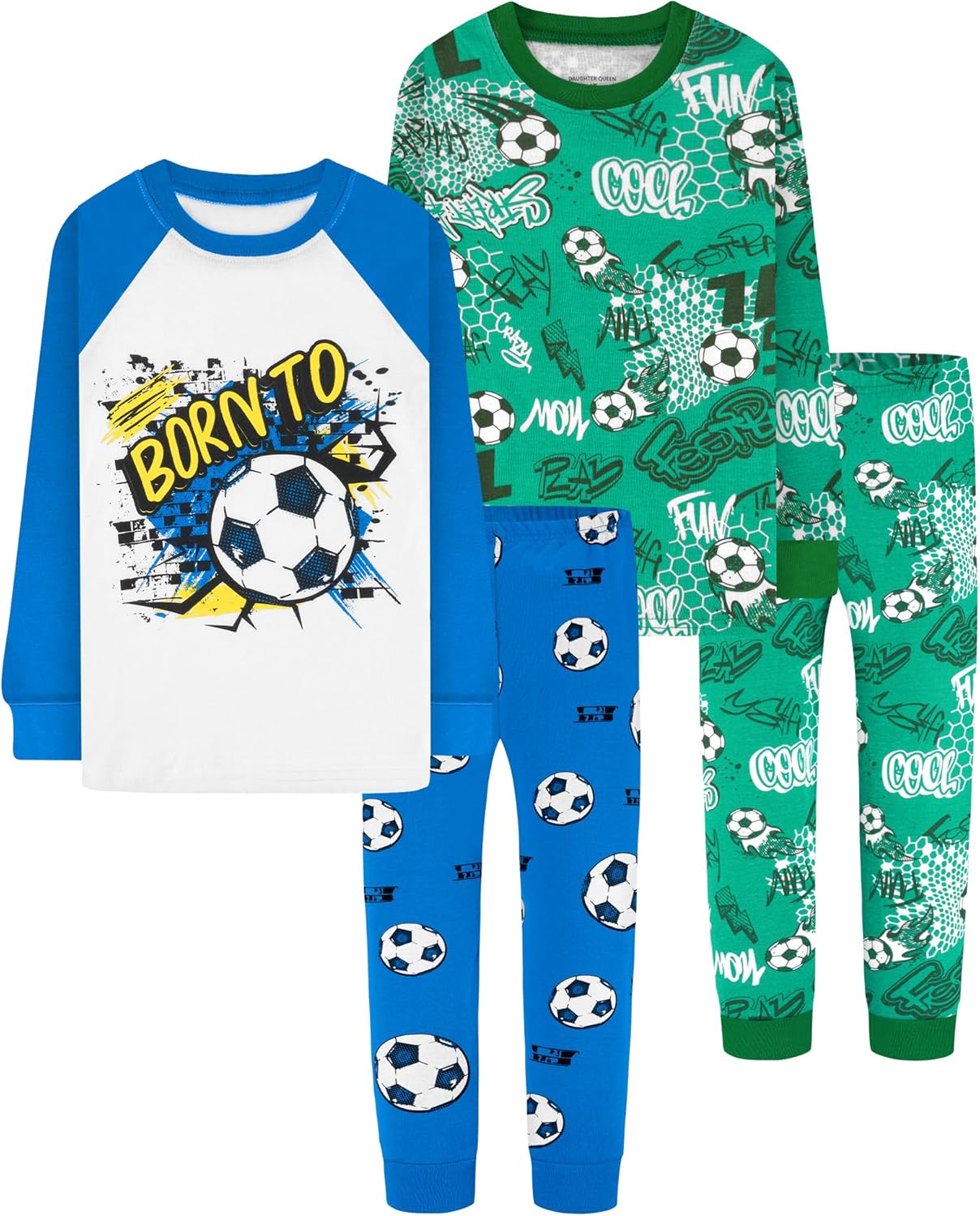 Boys 100% Cotton Long Sleeve Pajamas for Ages 18 Months to 12 Years