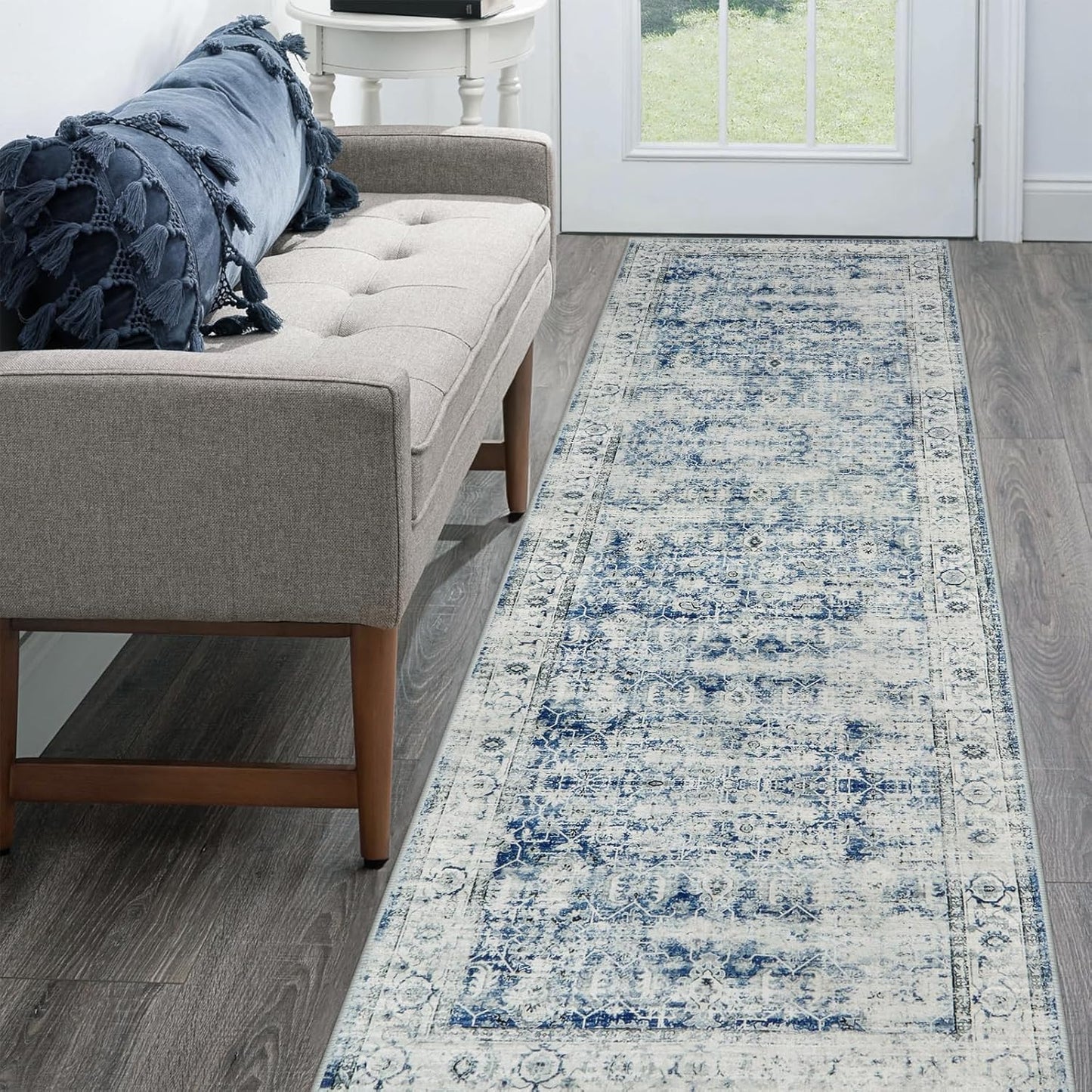 Morebes Vintage Washable Laundry Room Rugs - Soft Non Slip Runner