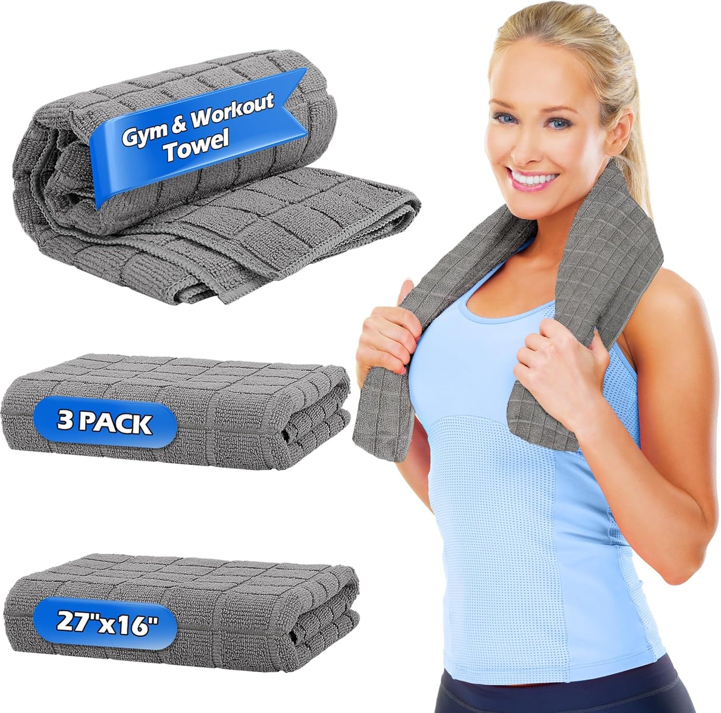 HOMERHYME 3 Pack Quick Dry Gym Towels