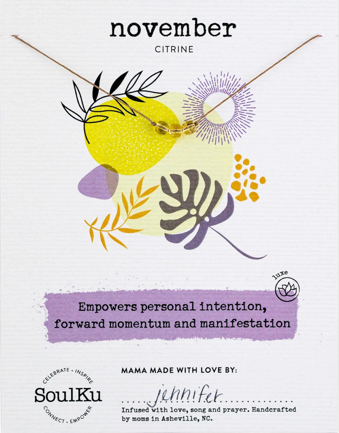 SoulKu Handcrafted Birthstone Necklace for Empowerment Jewelry