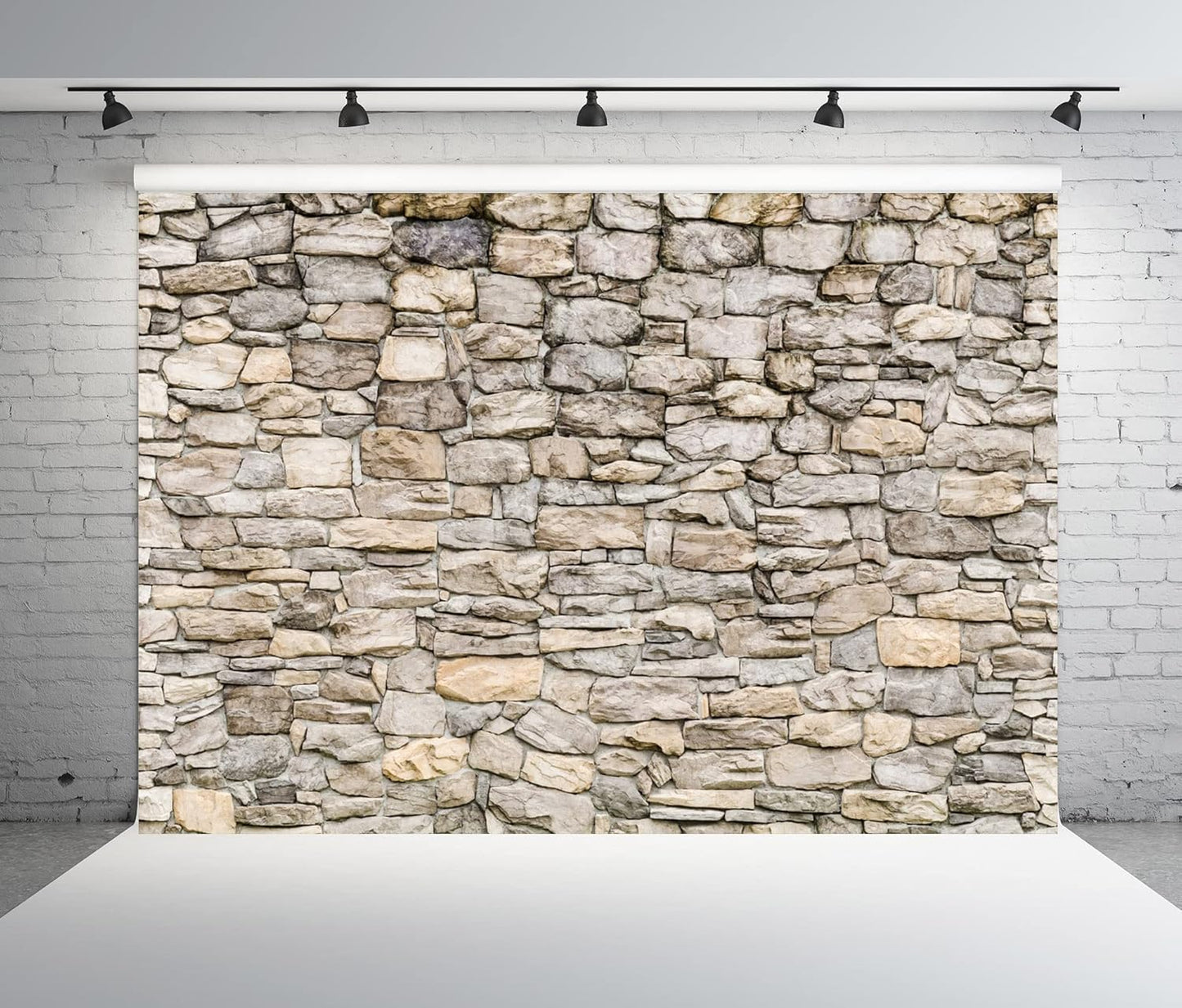 BELECO 10x8ft Fabric Grey Brick Stone Wall Backdrop for Photos