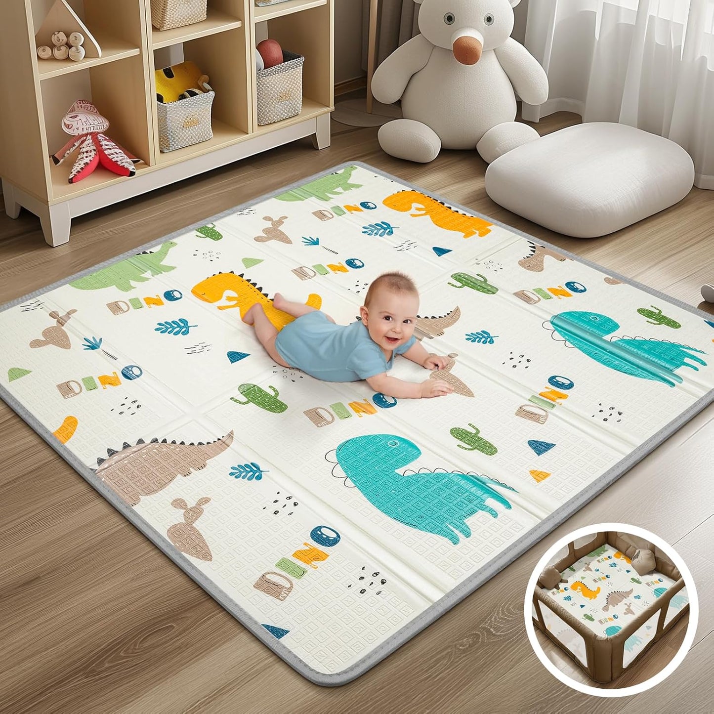 Foldable Baby Play Mat - Safe Waterproof Foam Playmat for Kids