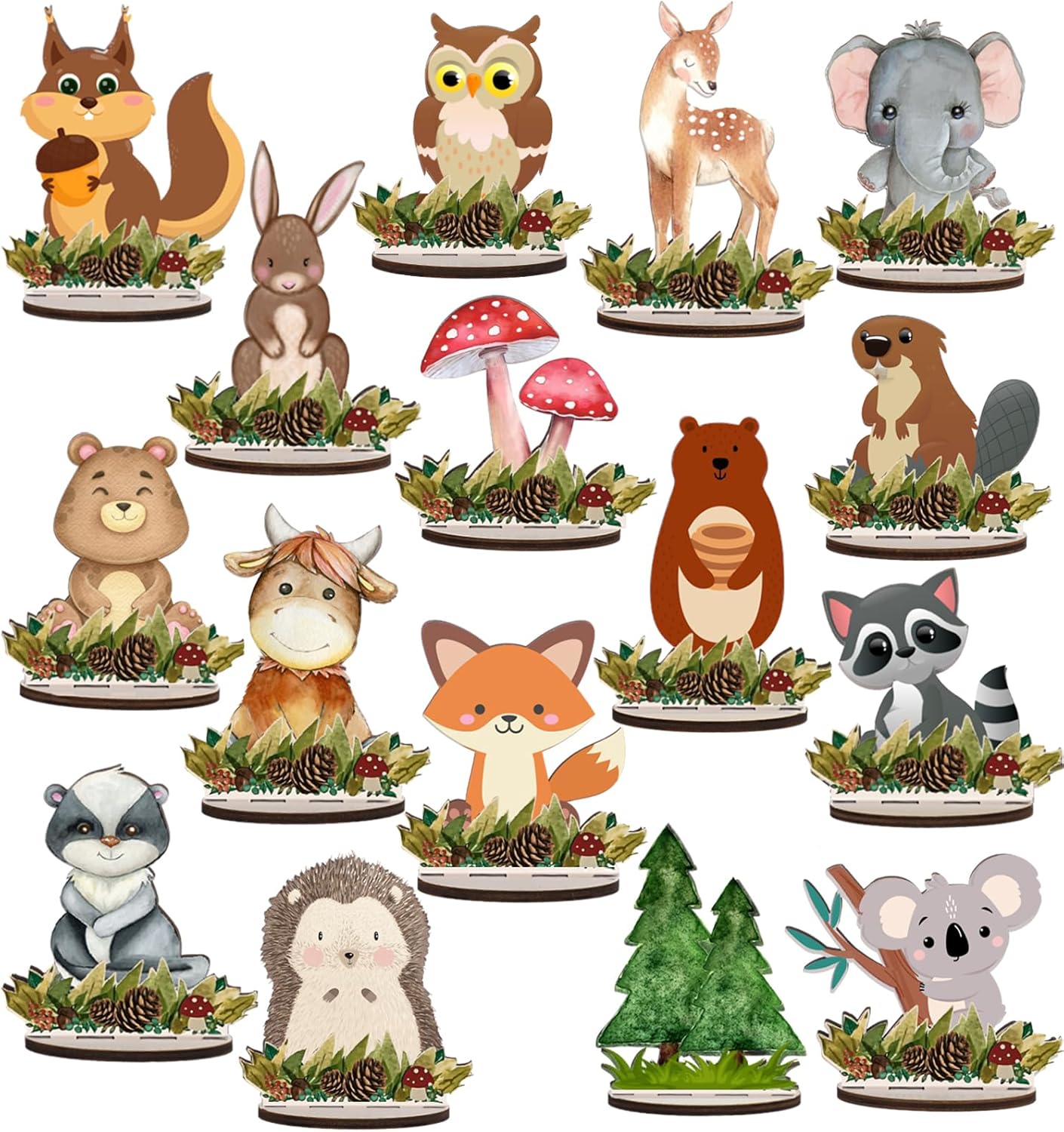 Woodland Animal Baby Shower Centerpieces - Set of 16