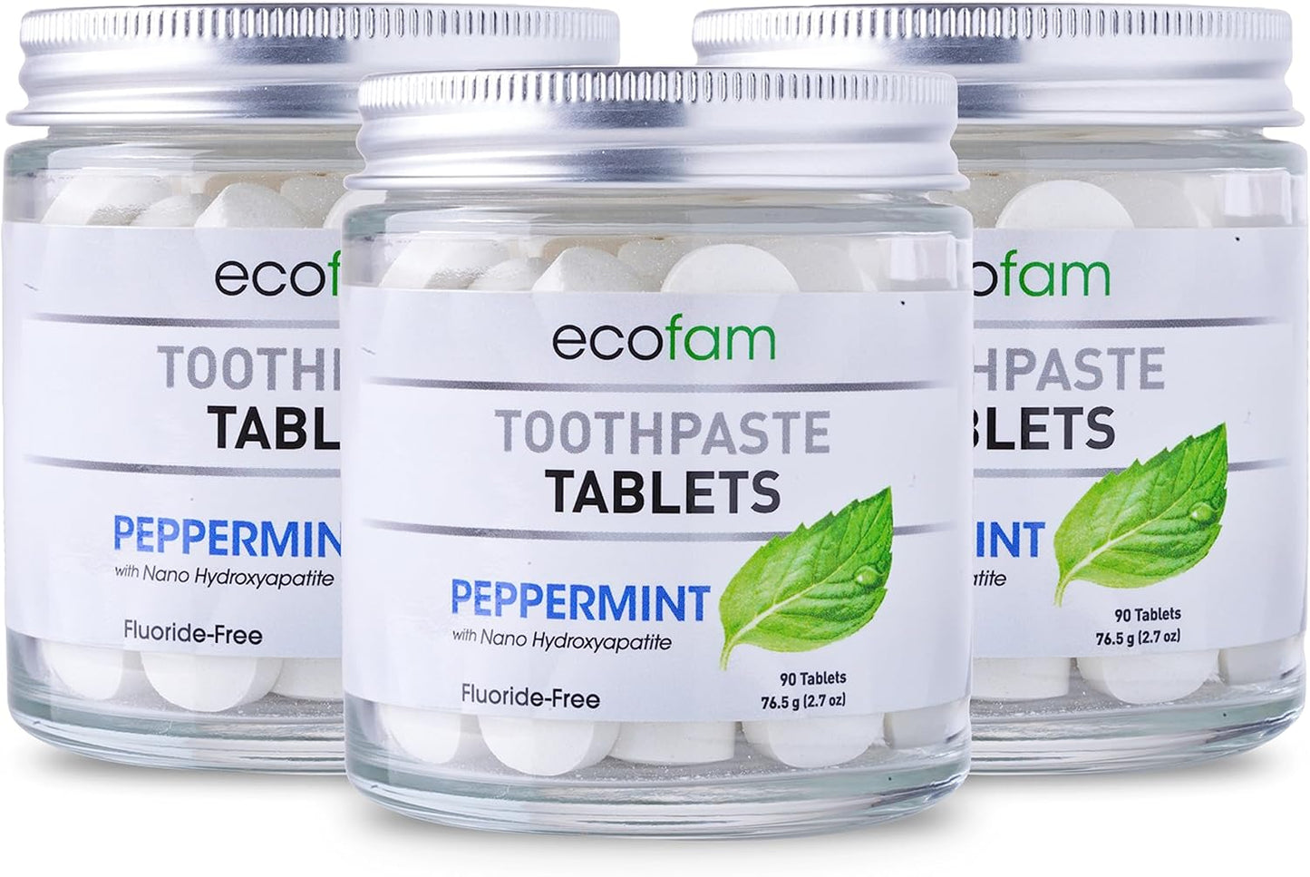 Toothpaste Tablets Peppermint | Chewable Fluoride Free 90 Tabs