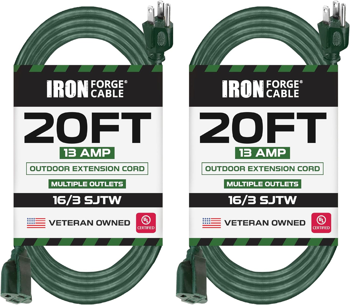 Iron Forge Cable 20 Ft Outdoor Extension Cord - Heavy Duty Green