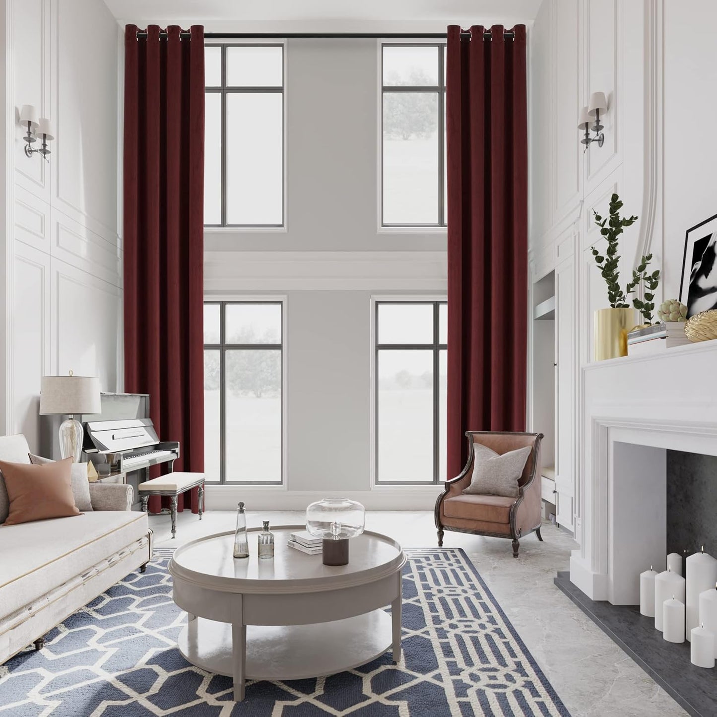 MASWOND 144 Extra Long Blackout Curtain - Thermal Insulated Loft Drapery