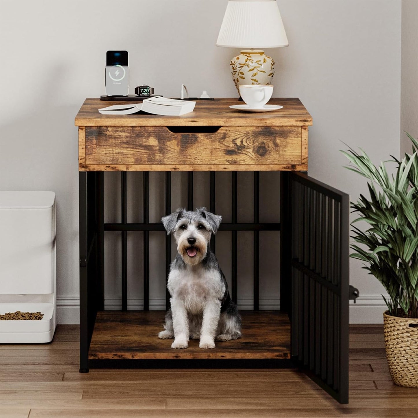 IRONCK Dog Crate Furniture for Small Dogs with Charging Station