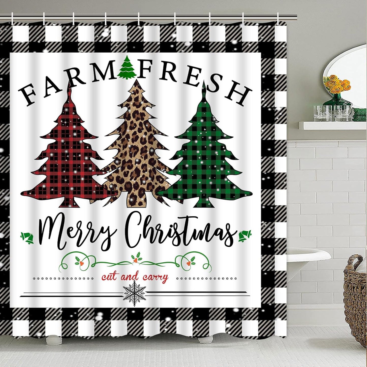 Festive Farmhouse Shower Curtain Set