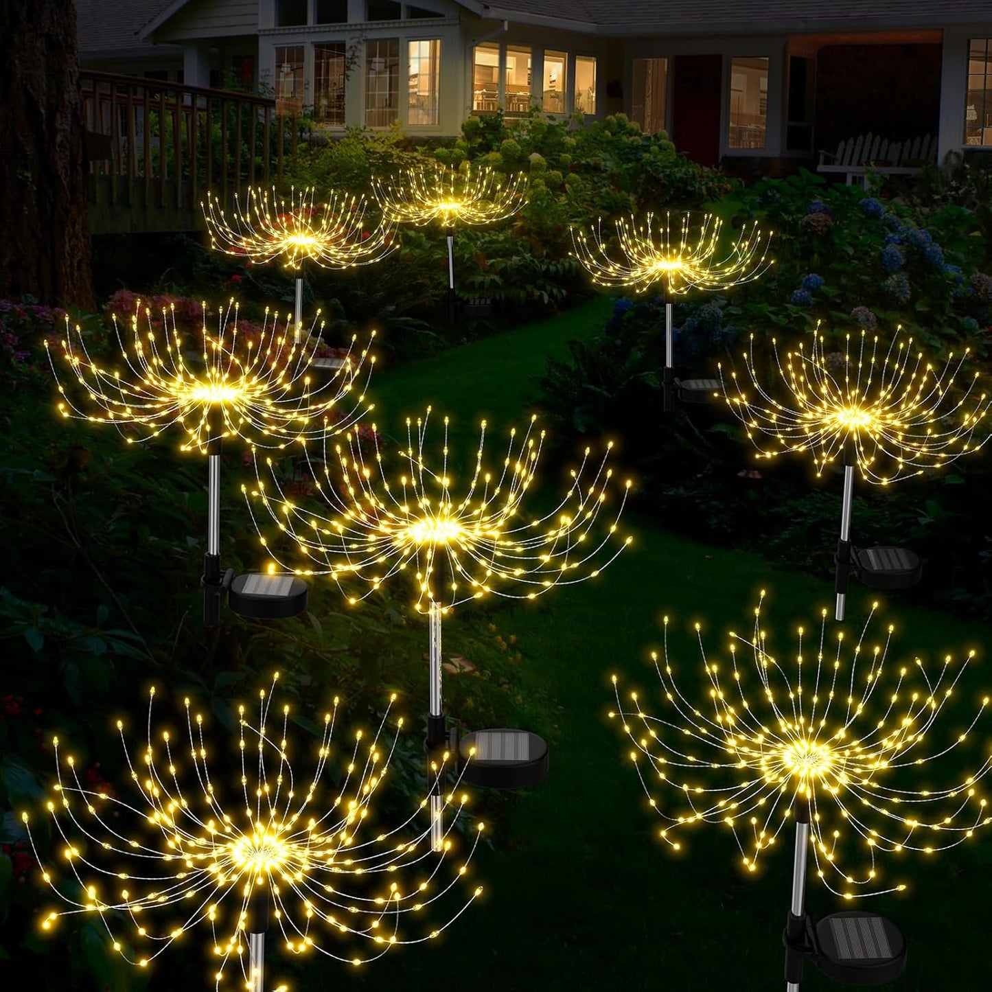 Solar Outdoor Lights with 200 LED Firework Sparkles for Yard