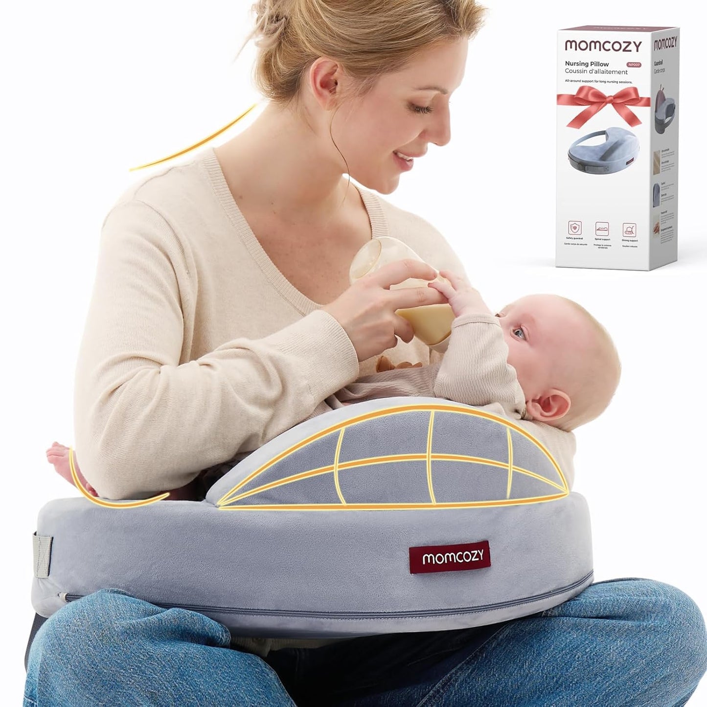Momcozy Innovative Safety Fence Nursing Pillow for Comfort