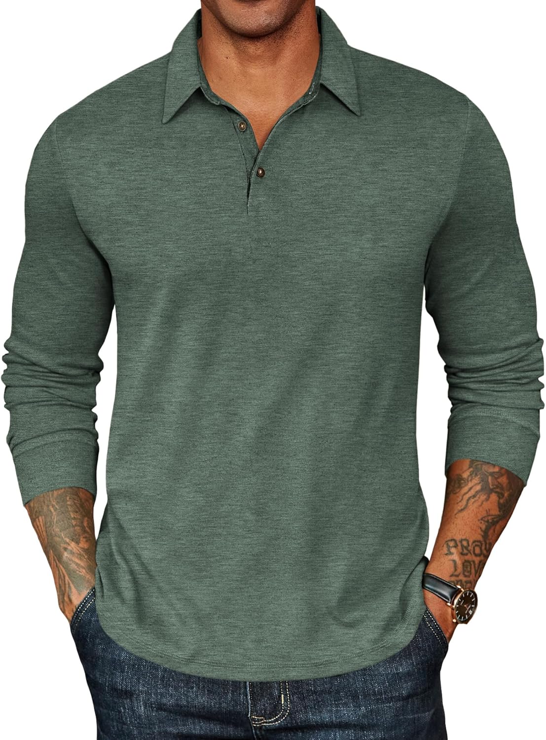 COOFANDY Mens Long Sleeve Polo Shirts for Casual and Golf Wear