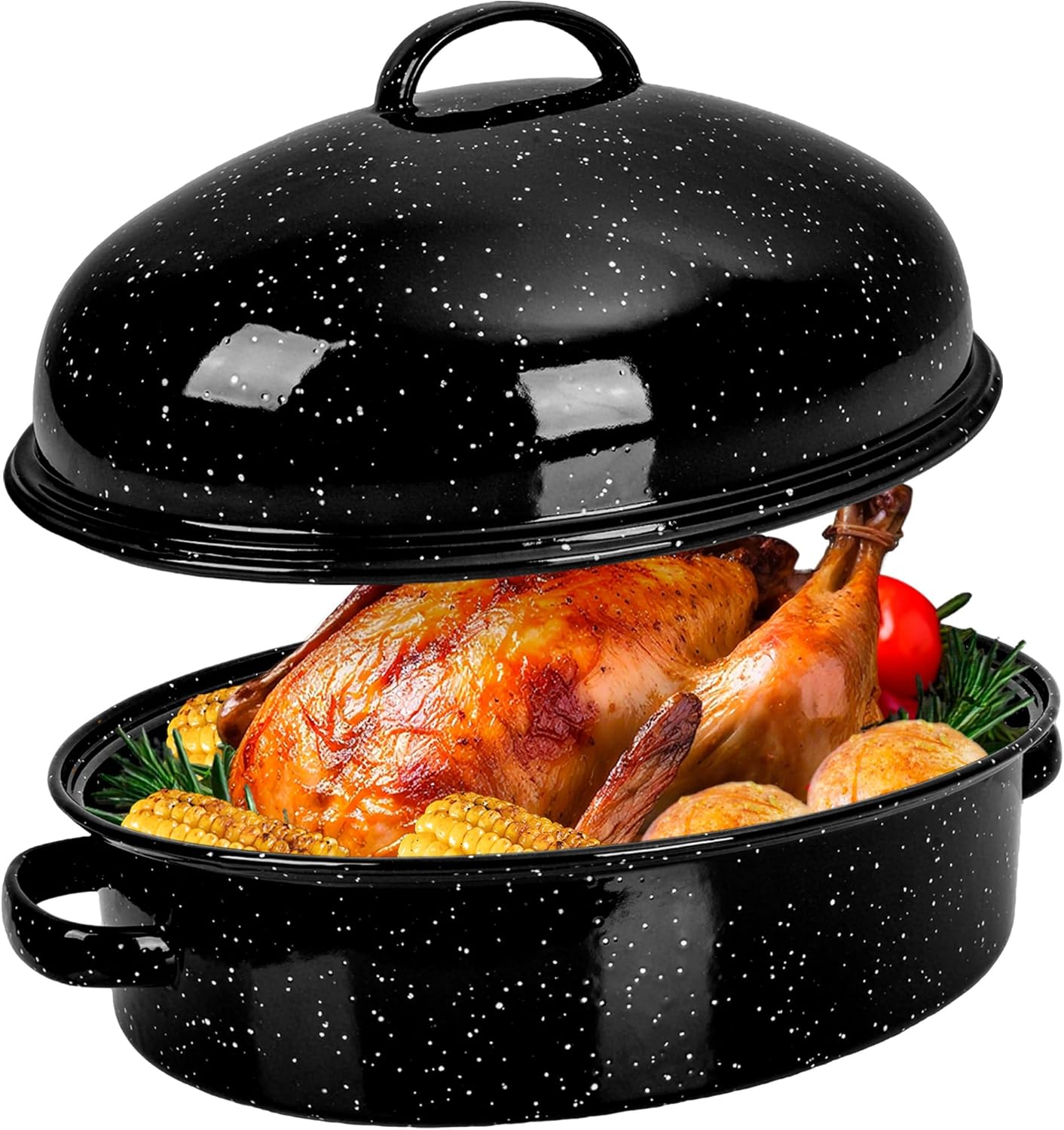 Extra Large 18 Inch Roasting Pan with Lid & Rack for Turkey