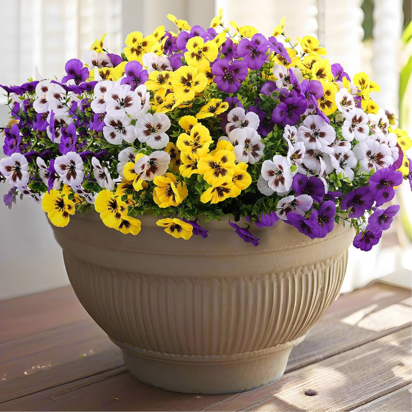 Artificial Fake Pansy Flowers for Outdoor Decor - 36 Bundles