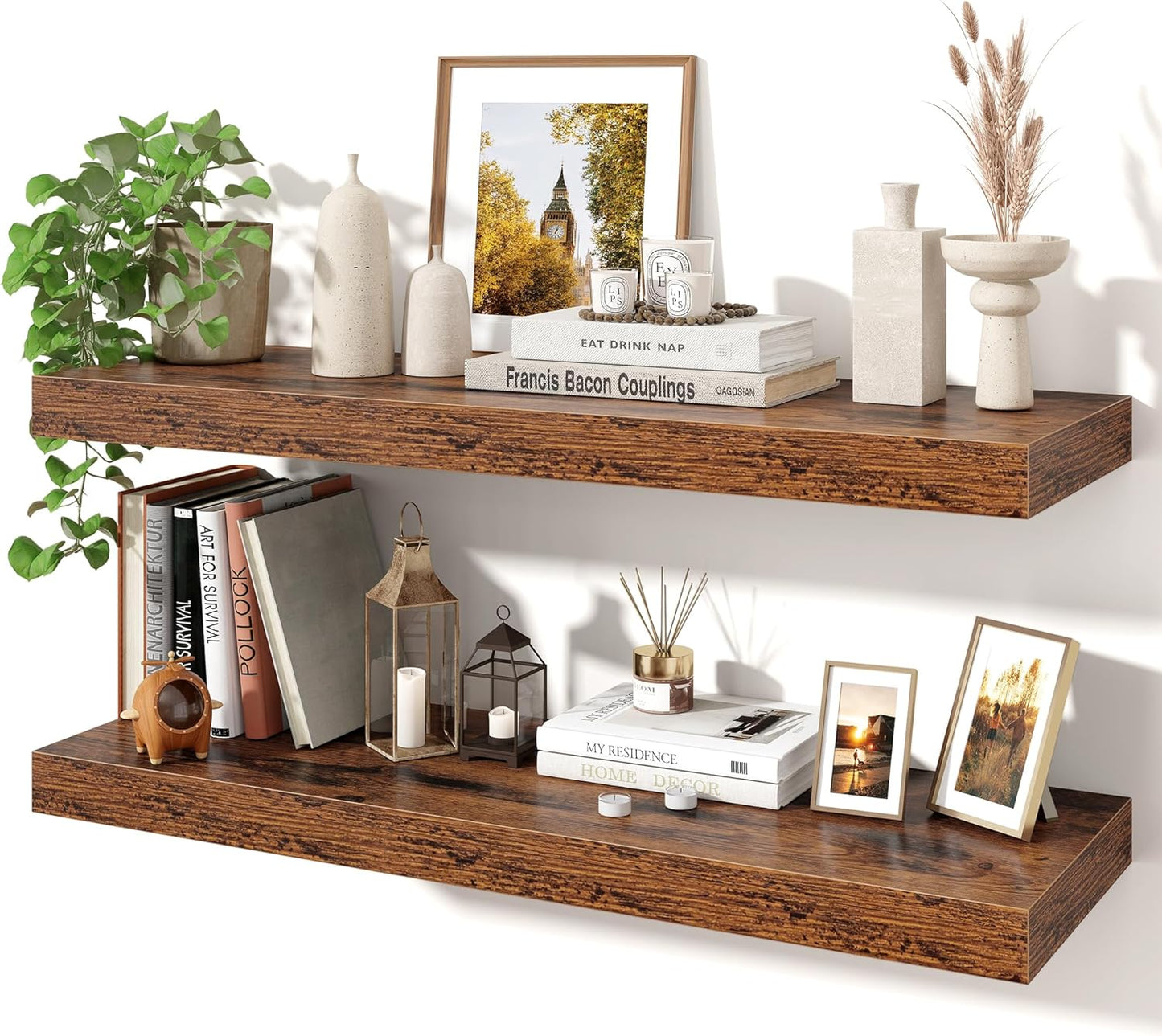 Axeman 32Inch Floating Shelves for Wall - Rustic Wood Design
