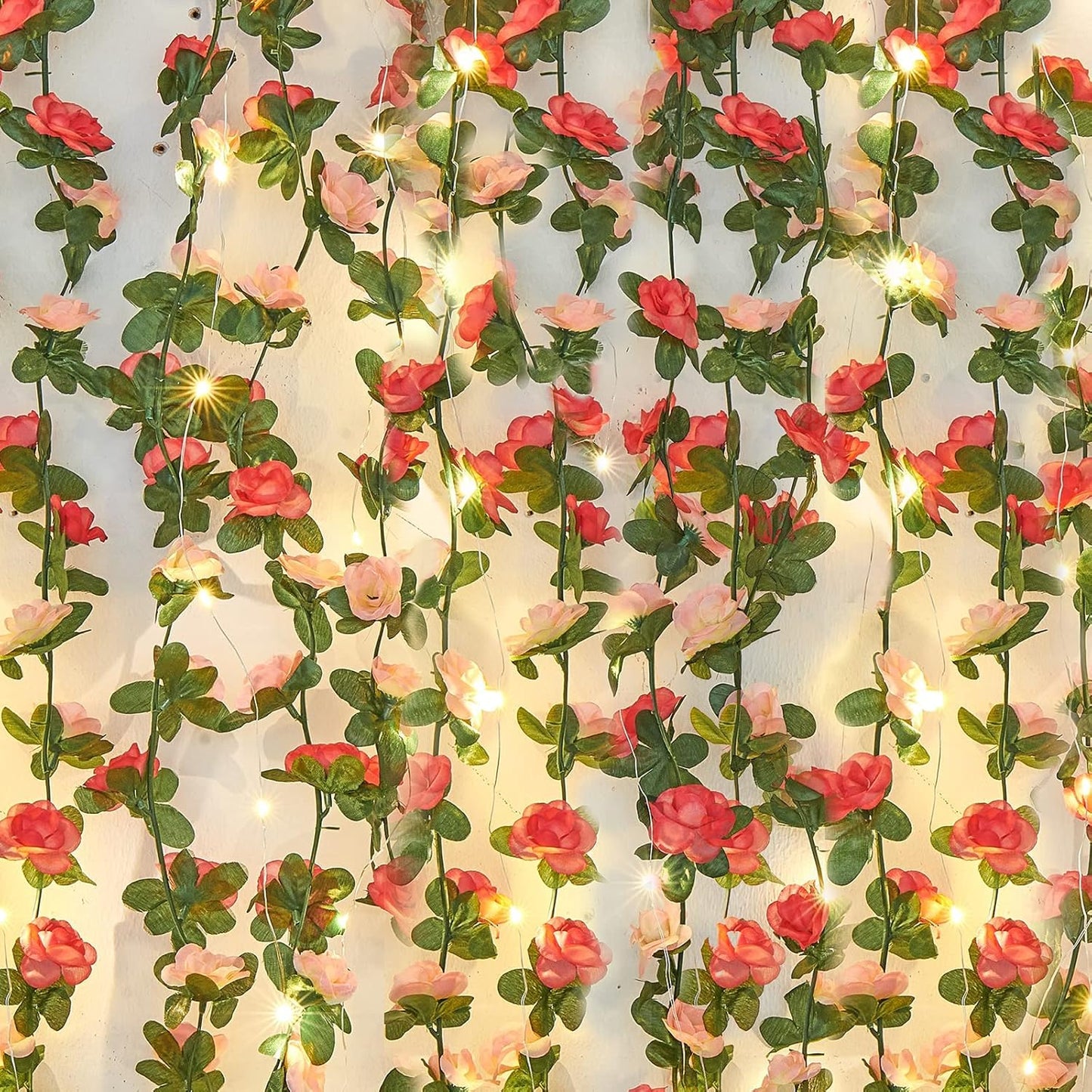Rose Vines with 300 LED String Lights for Stunning Decor