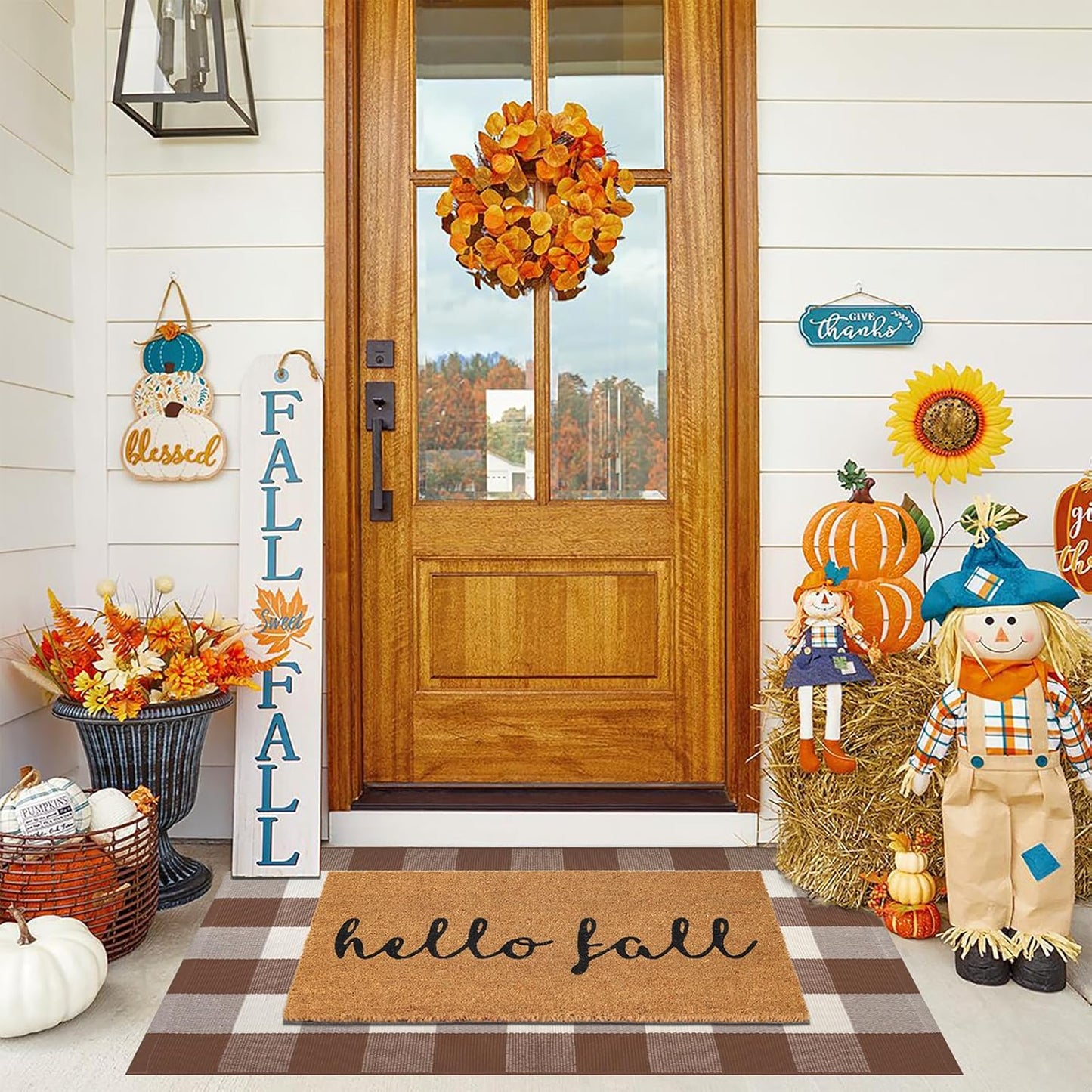 Fall Door Mat Combo Set for Autumn Thanksgiving Decor
