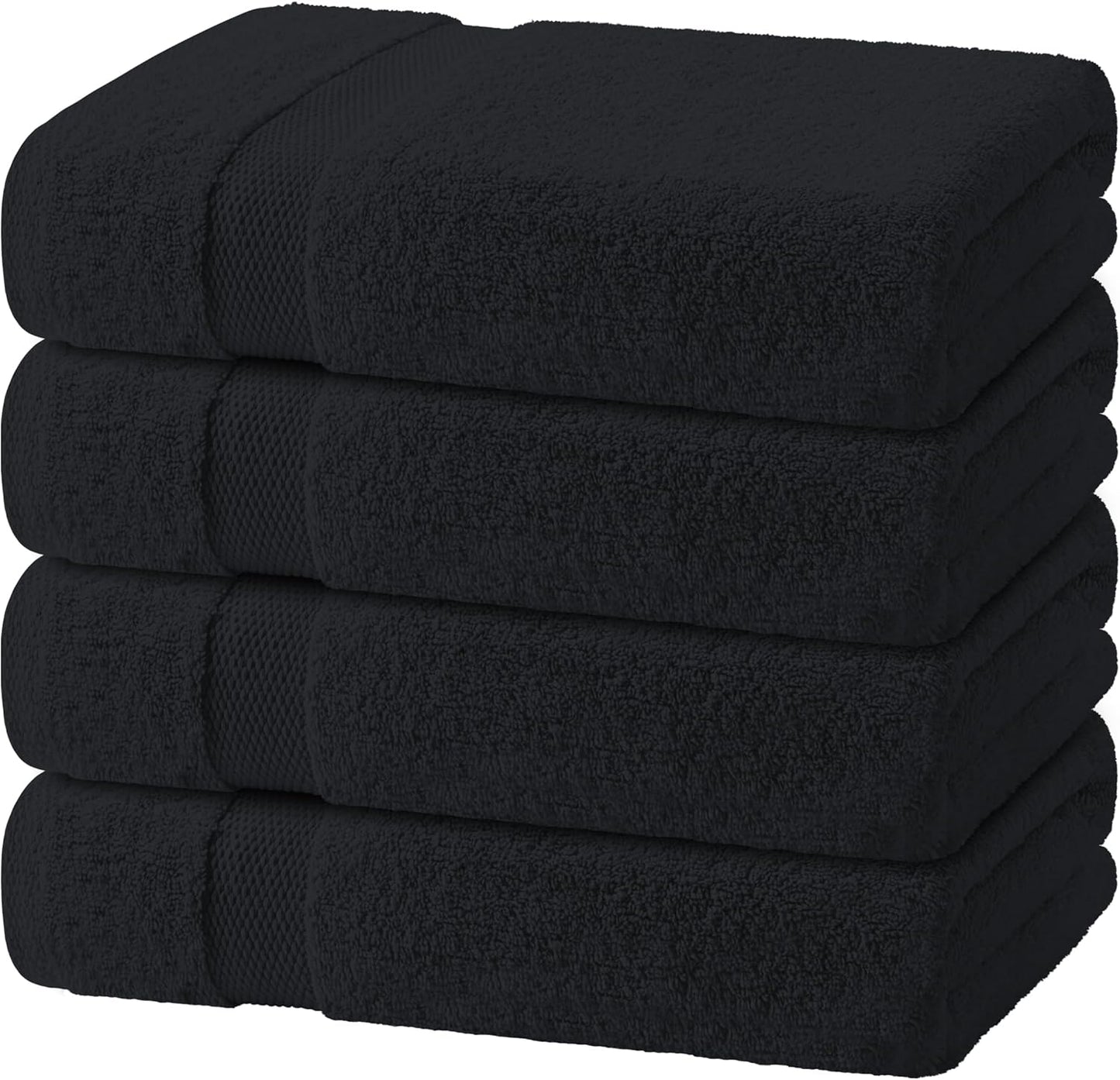 White Classic Black Bath Towels Set for Home and Spa Use