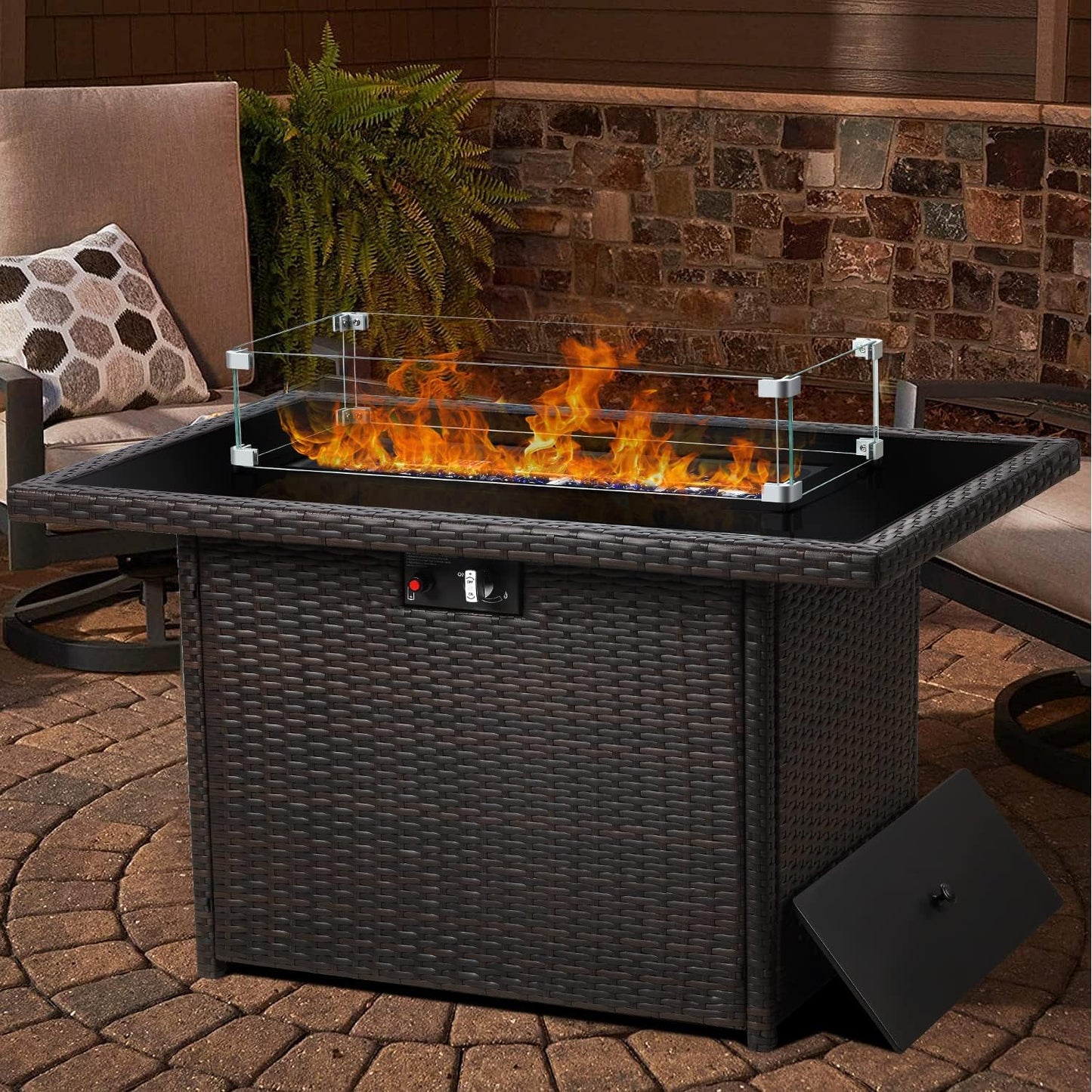 LayinSun 44in Propane Gas Fire Pit Table for Outdoor Comfort